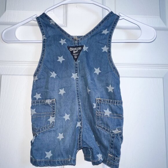 OshKosh B'gosh Baby Star Denim Bib Overalls Size 6M - Picture 3 of 6